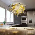 Chihuly Style Chandelier Murano Glass (Yellow Clear Gray And White)