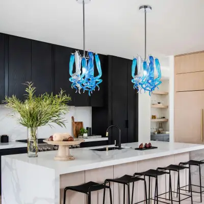 Murano Glass Light Pendant Small Decorative Lamp （Blue And White） 02