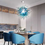 Chihuly Style Chandeliers Hand Blown Glass Chandelier  (Light Blue And Clear)