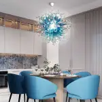 Chihuly Style Chandeliers Hand Blown Glass Chandelier  (Light Blue And Clear)