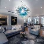 Chihuly Style Chandeliers Hand Blown Glass Chandelier  (Light Blue And Clear)