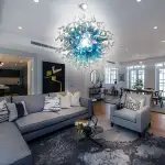 Chihuly Style Chandeliers Hand Blown Glass Chandelier  (Light Blue And Clear)