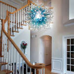 Chihuly Style Chandeliers Hand Blown Glass Chandelier  (Light Blue And Clear)