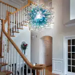 Chihuly Style Chandeliers Hand Blown Glass Chandelier  (Light Blue And Clear)