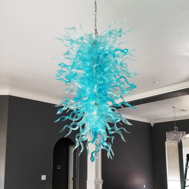 Large Modern Chandeliers For High Ceilings Chihuly Style Chandelier (Light Blue)