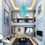 Large Modern Chandeliers For High Ceilings Chihuly Style Chandelier (Light Blue)