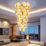 Large Glass Chandelier Murano Glass Plate Light  (Golden And White)