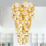 Large Glass Chandelier Murano Glass Plate Light  (Golden And White)