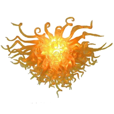 Hand Blown Glass Chandelier Chihuly Style Chandelier For Sale (Orange) 01