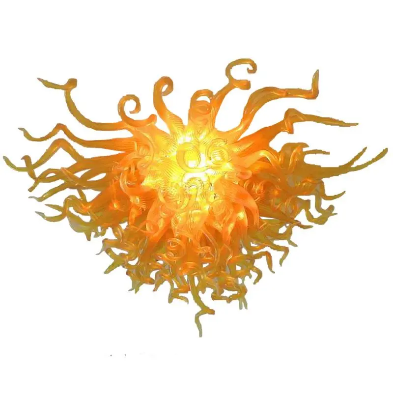 Hand Blown Glass Chandelier Chihuly Style Chandelier For Sale (Orange)