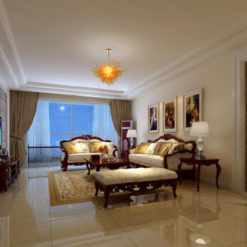 Hand Blown Glass Chandelier Chihuly Style Chandelier For Sale (Orange)