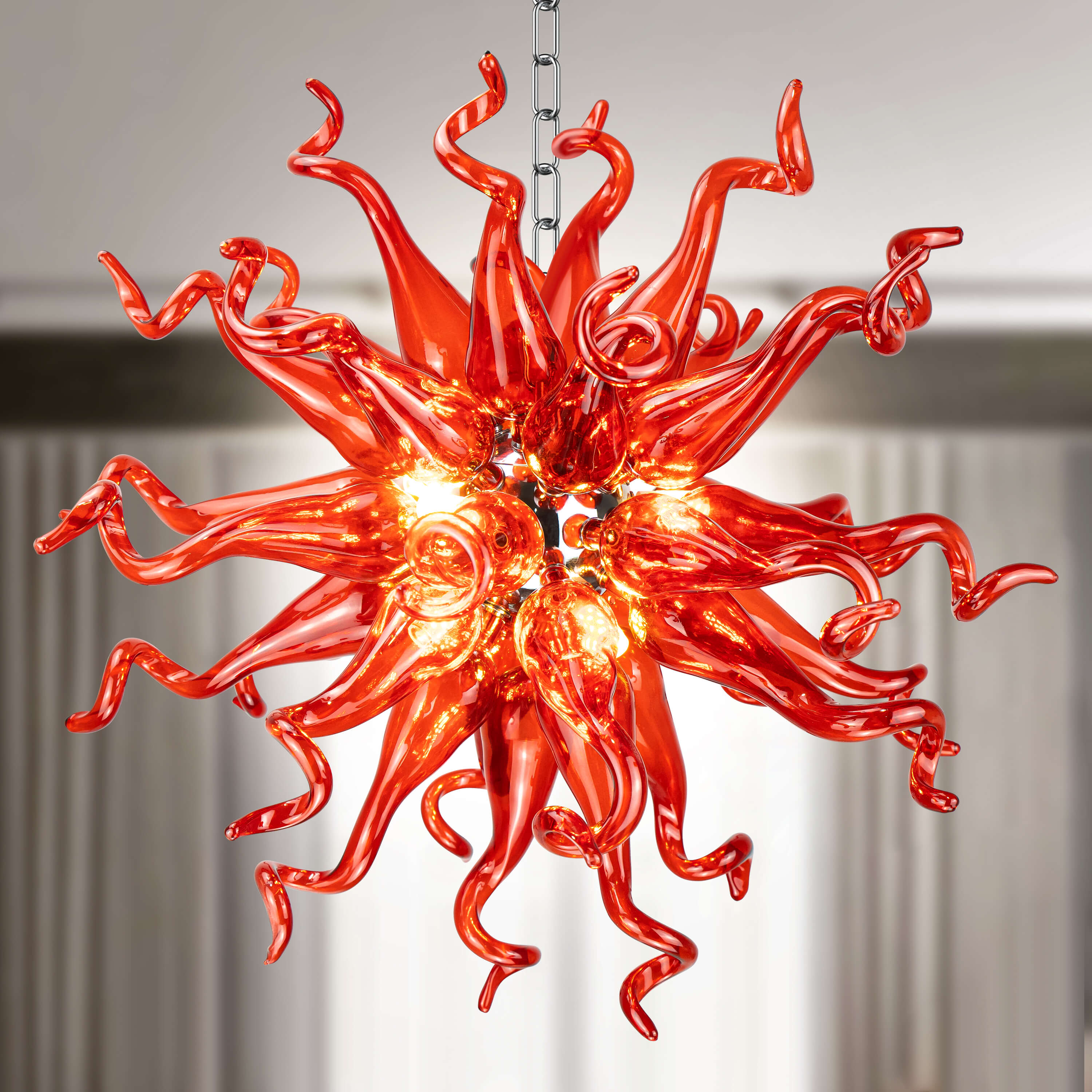 Sputnik Pendant Light Chihuly Style Chandeliers (Red Color) 