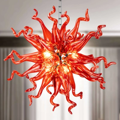 Sputnik Pendant Light Chihuly Style Chandeliers (Red Color)  01