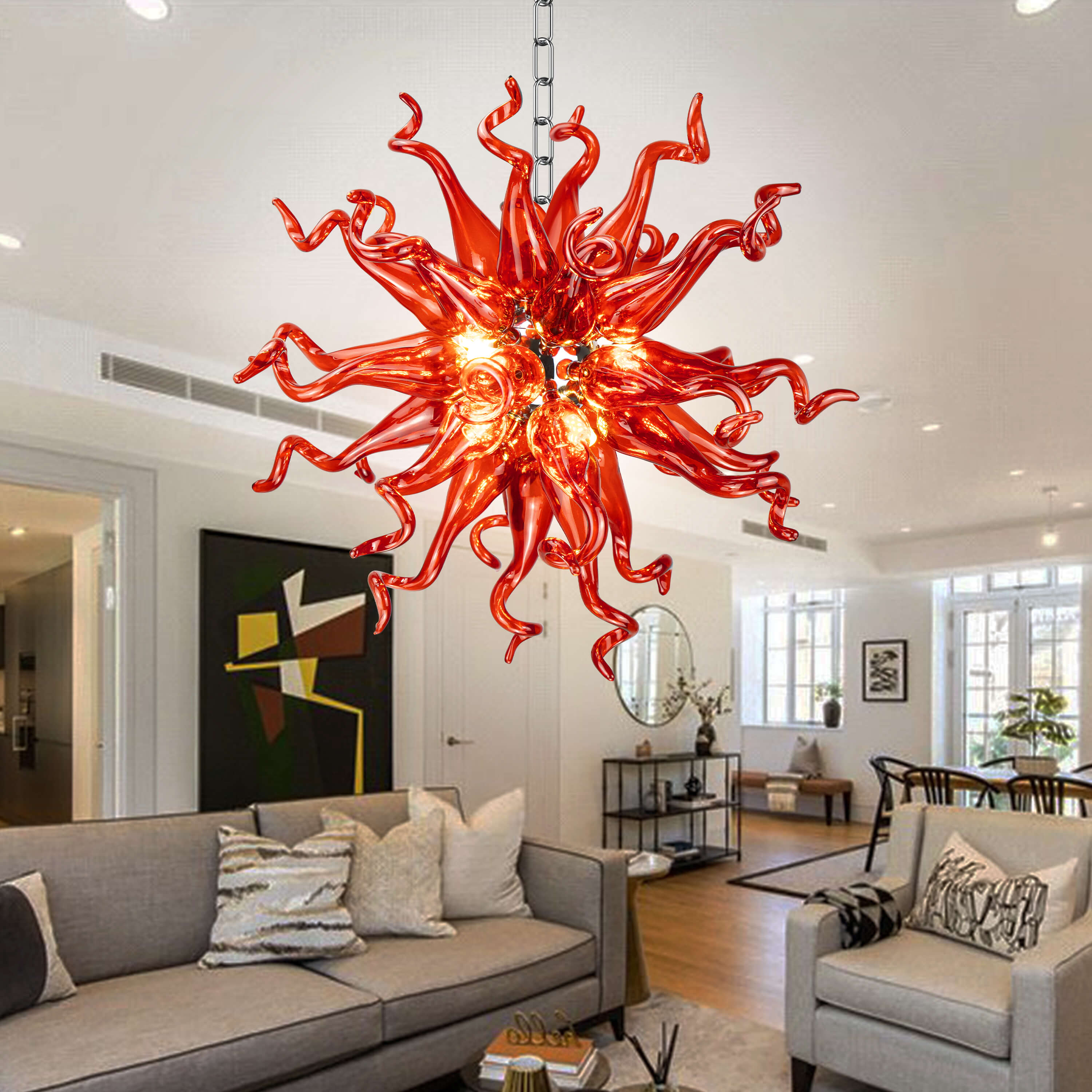 Sputnik Pendant Light Chihuly Style Chandeliers (Red Color) 