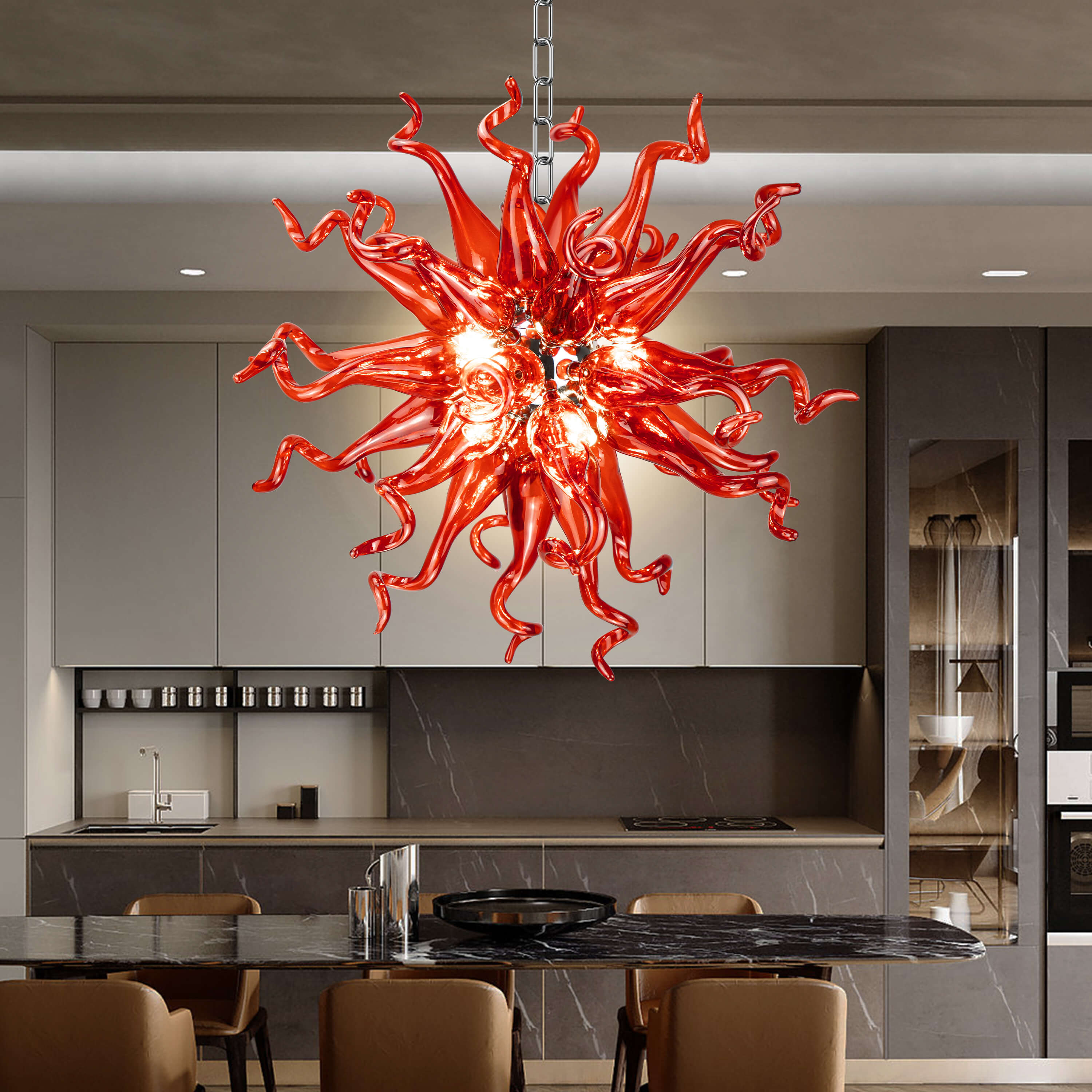 Sputnik Pendant Light Chihuly Style Chandeliers (Red Color) 