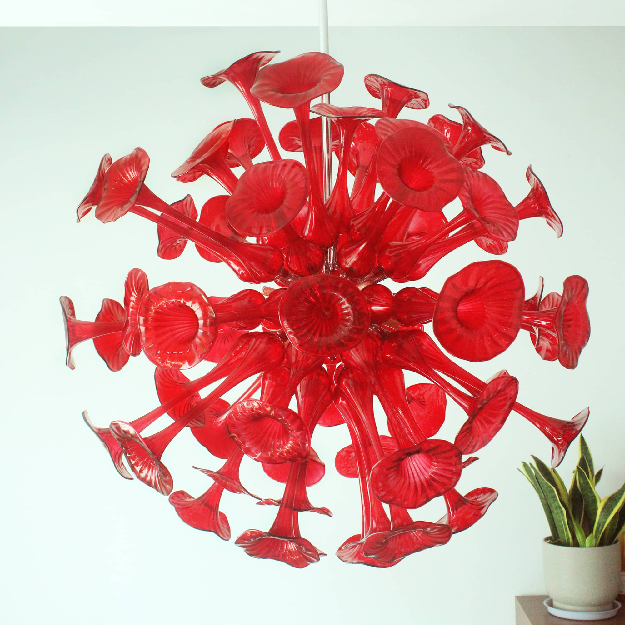 Sputnik Pendant Light Flowers Style (Red)