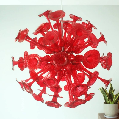 Sputnik Pendant Light Flowers Style (Red) 02