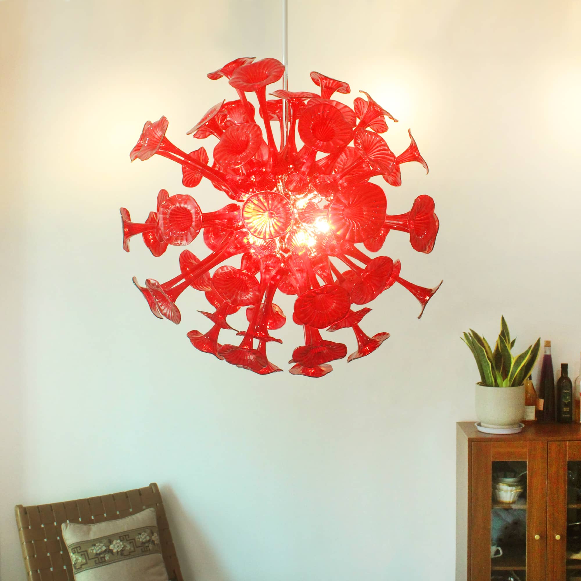 Sputnik Pendant Light Flowers Style (Red)