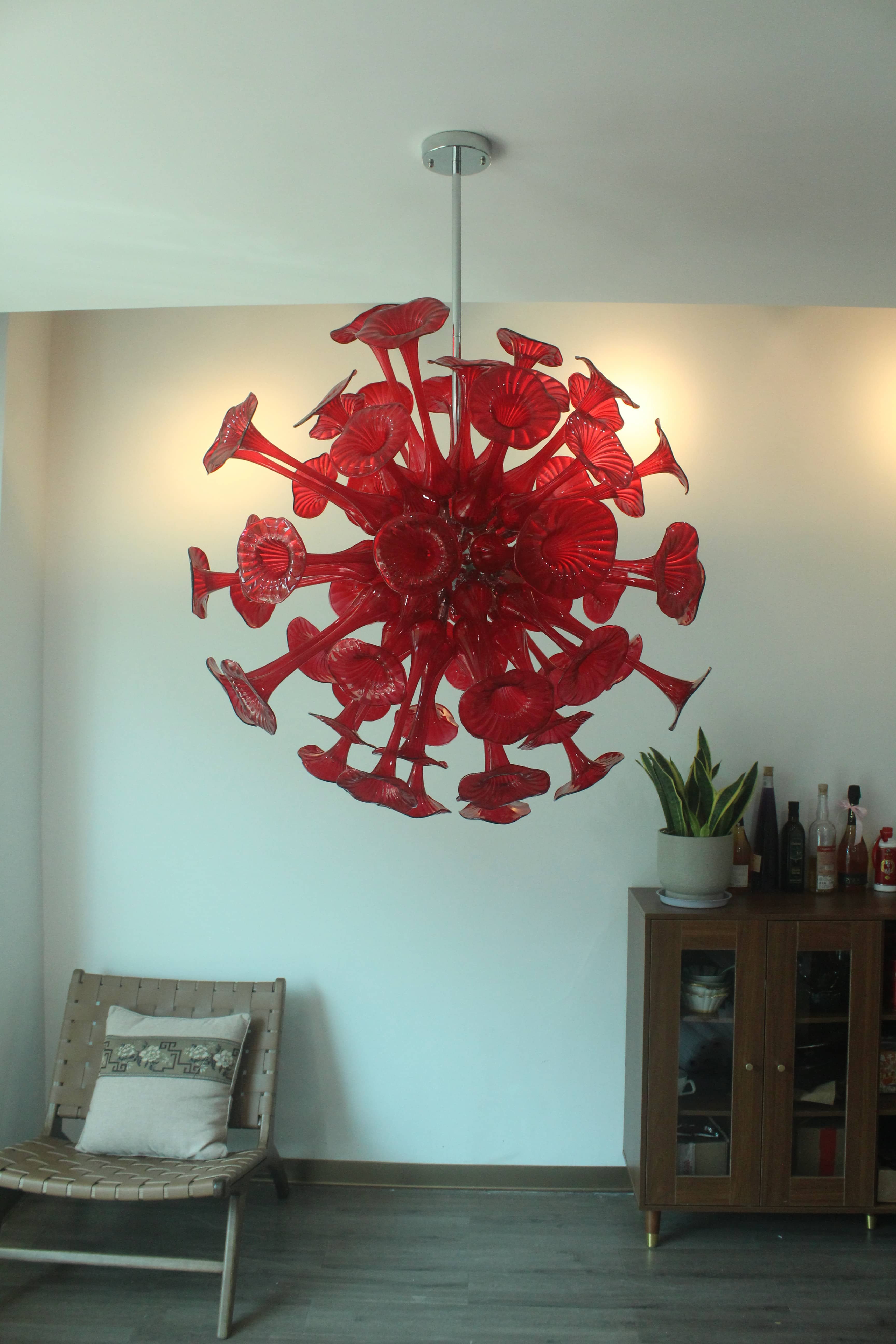 Sputnik Pendant Light Flowers Style (Red)