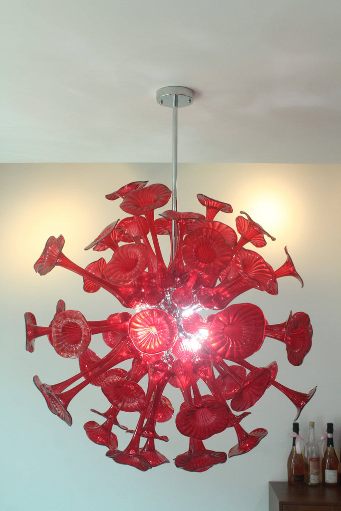 Sputnik Pendant Light Flowers Style (Red)