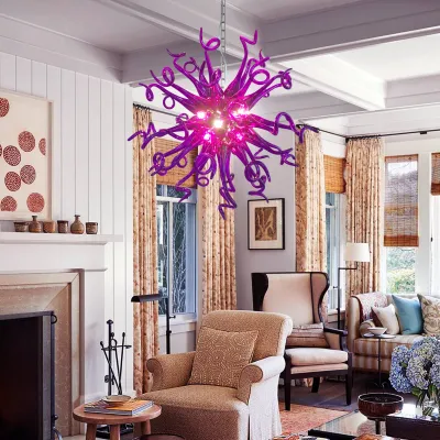 Sputnik Pendant Light Chihuly Style Chandeliers (Purple Color) 02