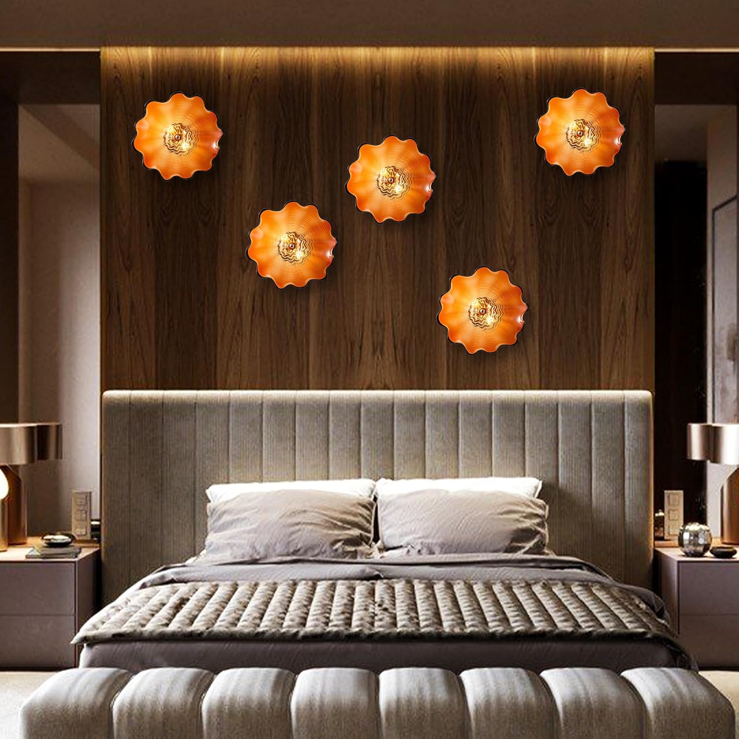 Amber Murano Sconces Glass Wall Plates Light Fixture Dia 12"