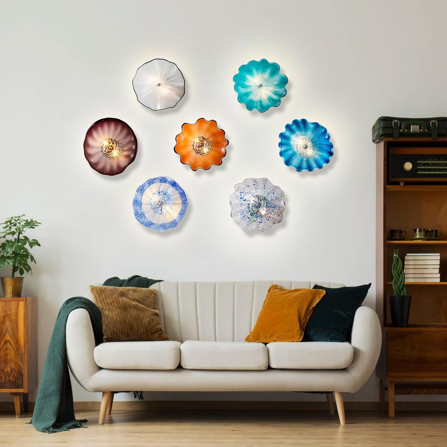 Amber Murano Sconces Glass Wall Plates Light Fixture Dia 12"