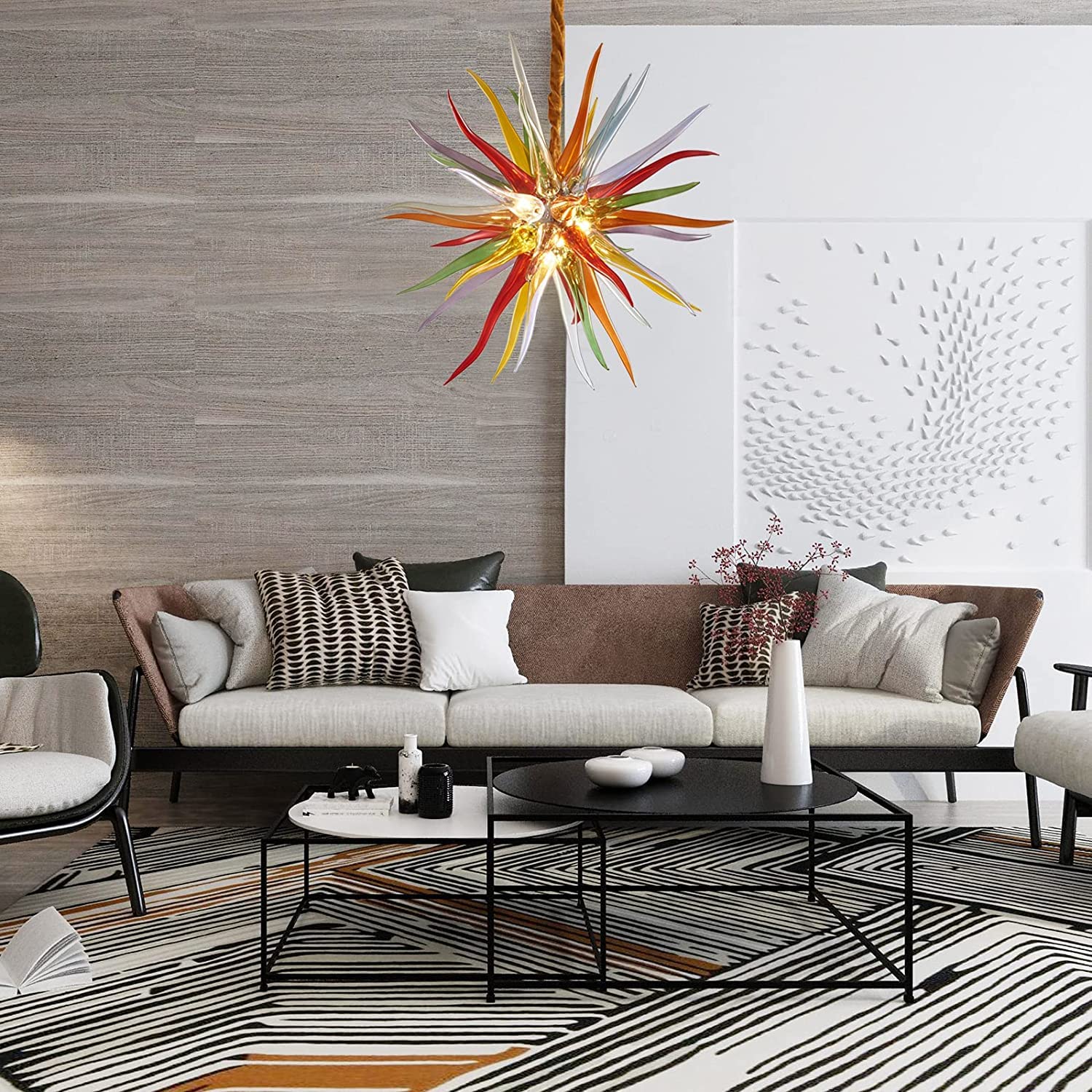 Sputnik Pendant Light Hand Blown Glass Chandelier (Multi Color)