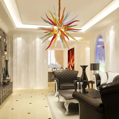 Sputnik Pendant Light Hand Blown Glass Chandelier (Multi Color) 02