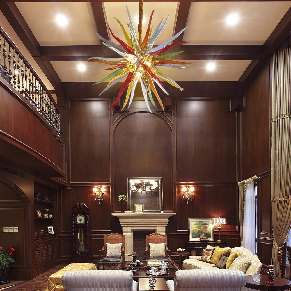 Sputnik Pendant Light Hand Blown Glass Chandelier (Multi Color)