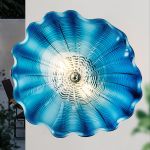 Blue Murano Sconces Glass Wall Plates Light Fixture Dia 12"