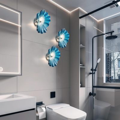 Blue Murano Sconces Glass Wall Plates Light Fixture Dia 12" 02