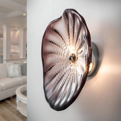 Brown Murano Sconces Glass Wall Plates Light Fixture Dia 12" 01
