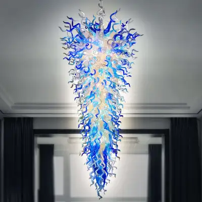 Large Chandeliers For High Ceilings Chihuly Style Chandelier (Blue And White） 01