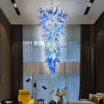 Large Chandeliers For High Ceilings Chihuly Style Chandelier (Blue And White）