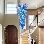 Large Chandeliers For High Ceilings Chihuly Style Chandelier (Blue And White）