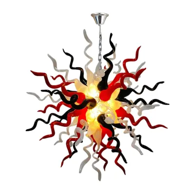 Chihuly Glass Chandelier Murano Modern Chandelier  (Red White Black) 01