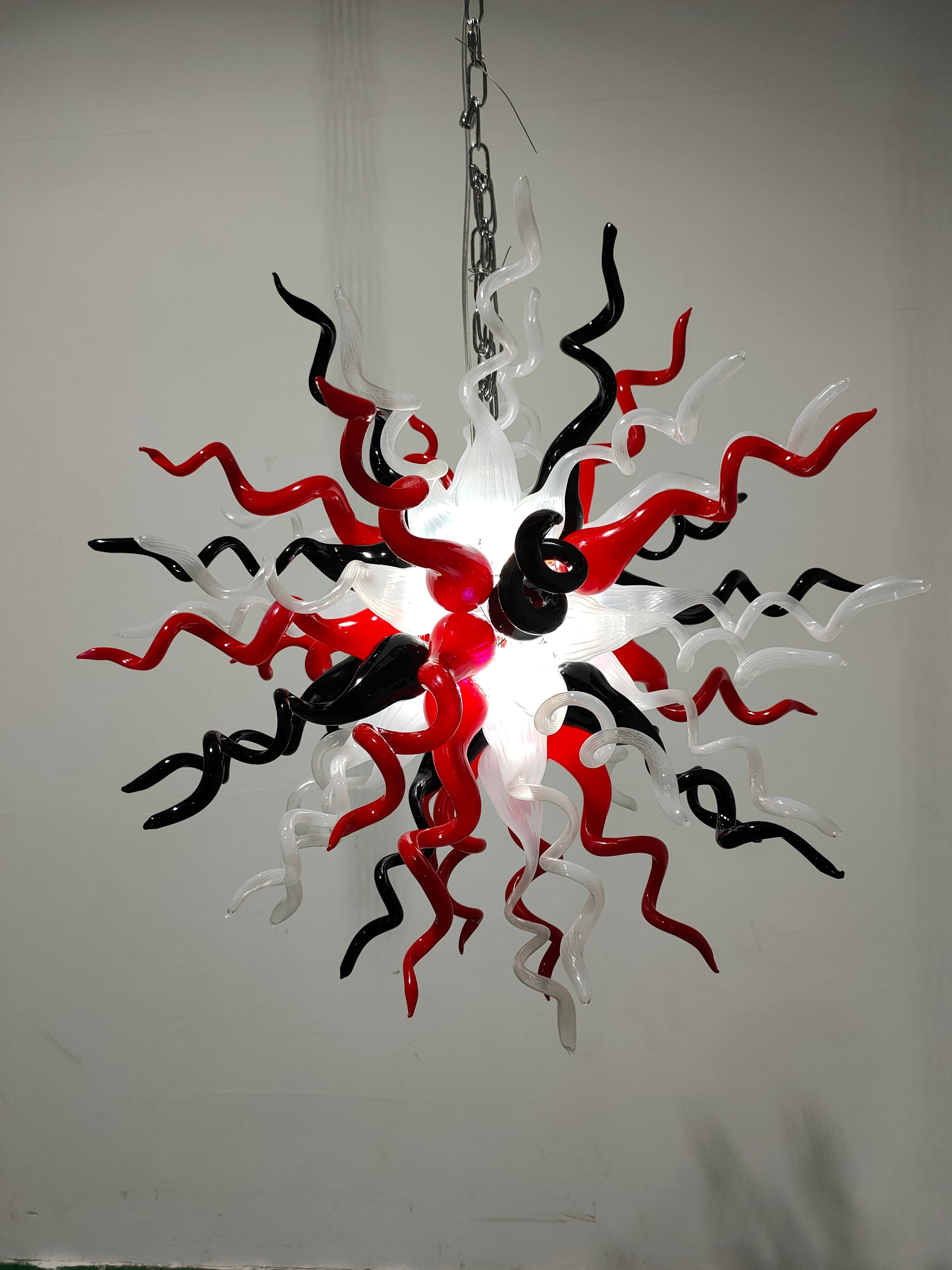 Chihuly Glass Chandelier Murano Modern Chandelier  (Red White Black)