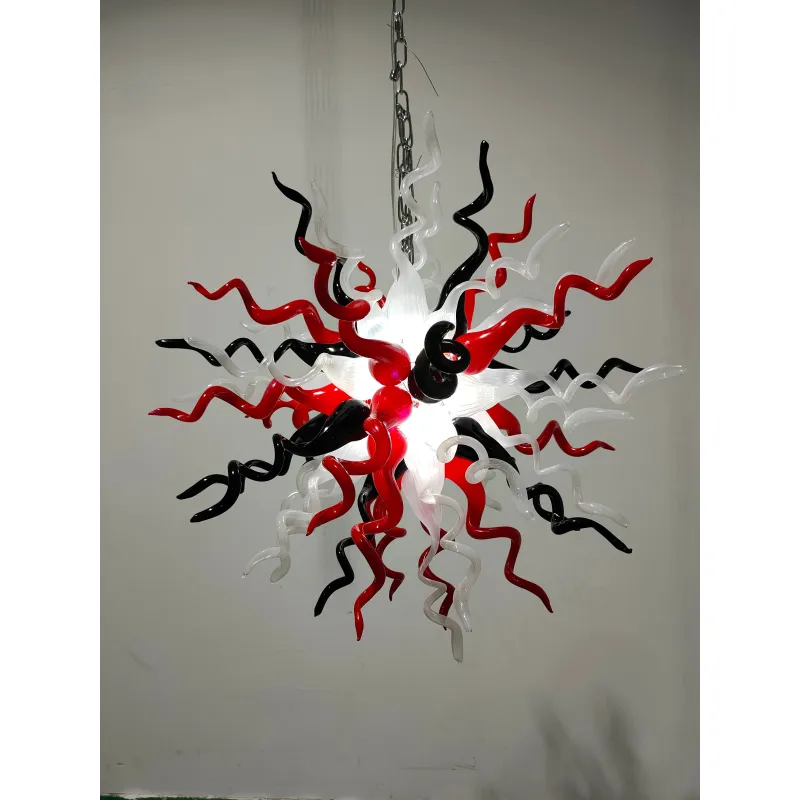 Chihuly Glass Chandelier Murano Modern Chandelier  (Red White Black)