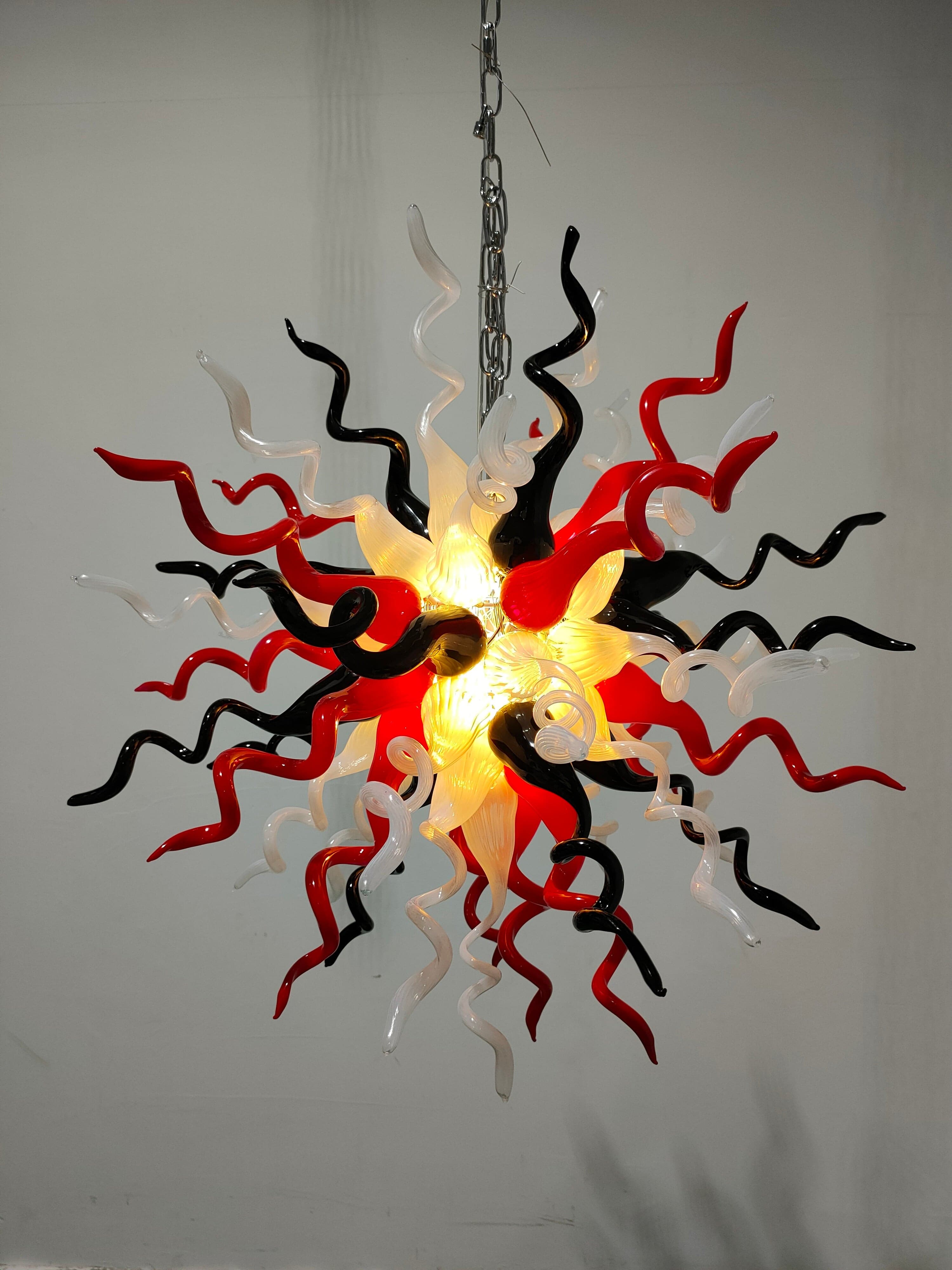 Chihuly Glass Chandelier Murano Modern Chandelier  (Red White Black)