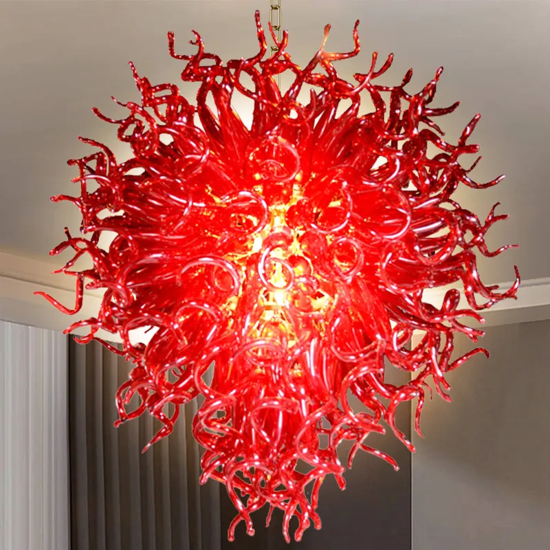 Large Chandelier Chihuly Style Chandelier (Red)