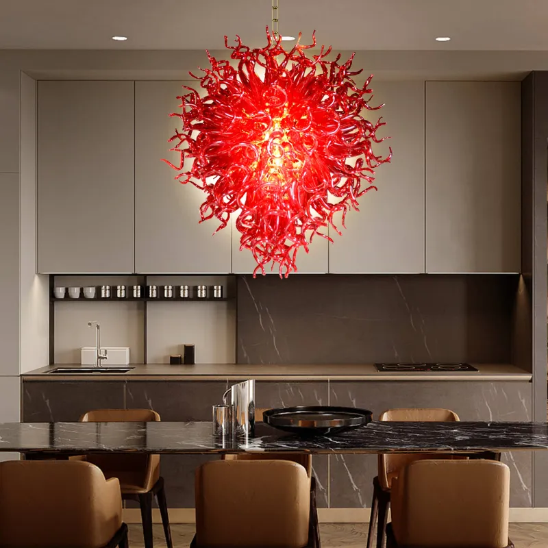 Large Chandelier Chihuly Style Chandelier (Red)