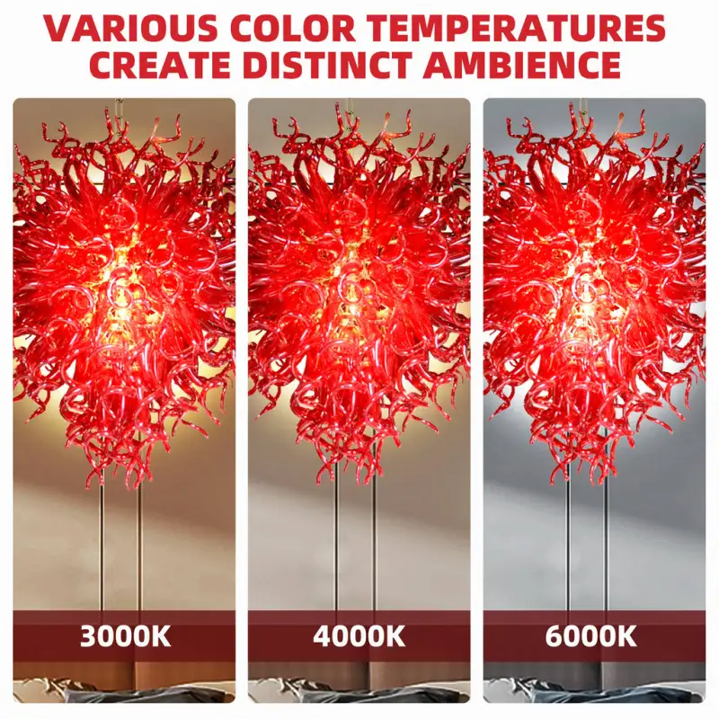 Large Chandelier Chihuly Style Chandelier (Red)
