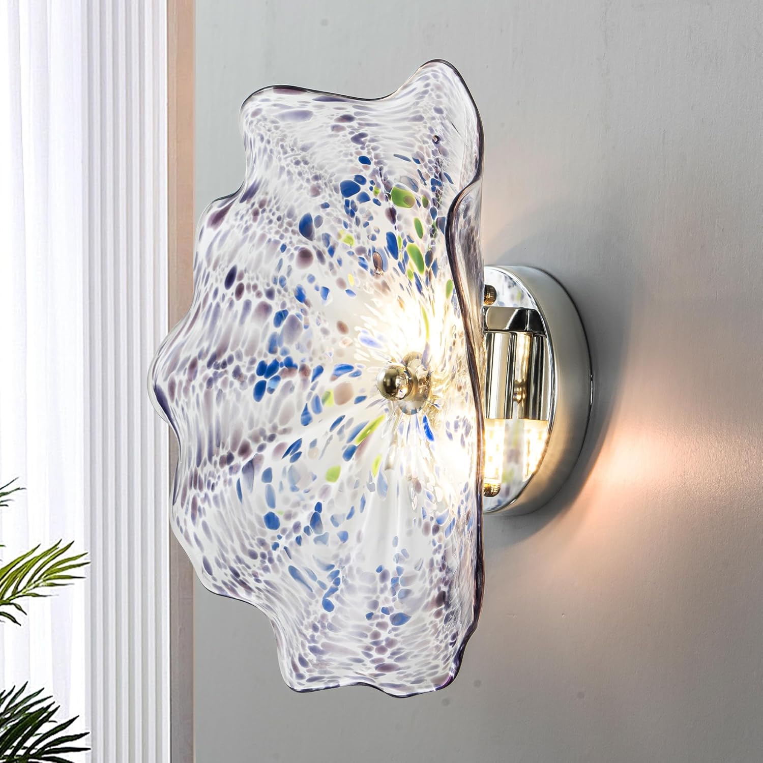 Stained Murano Sconces Glass Wall Plates Light Fixture Dia 12"