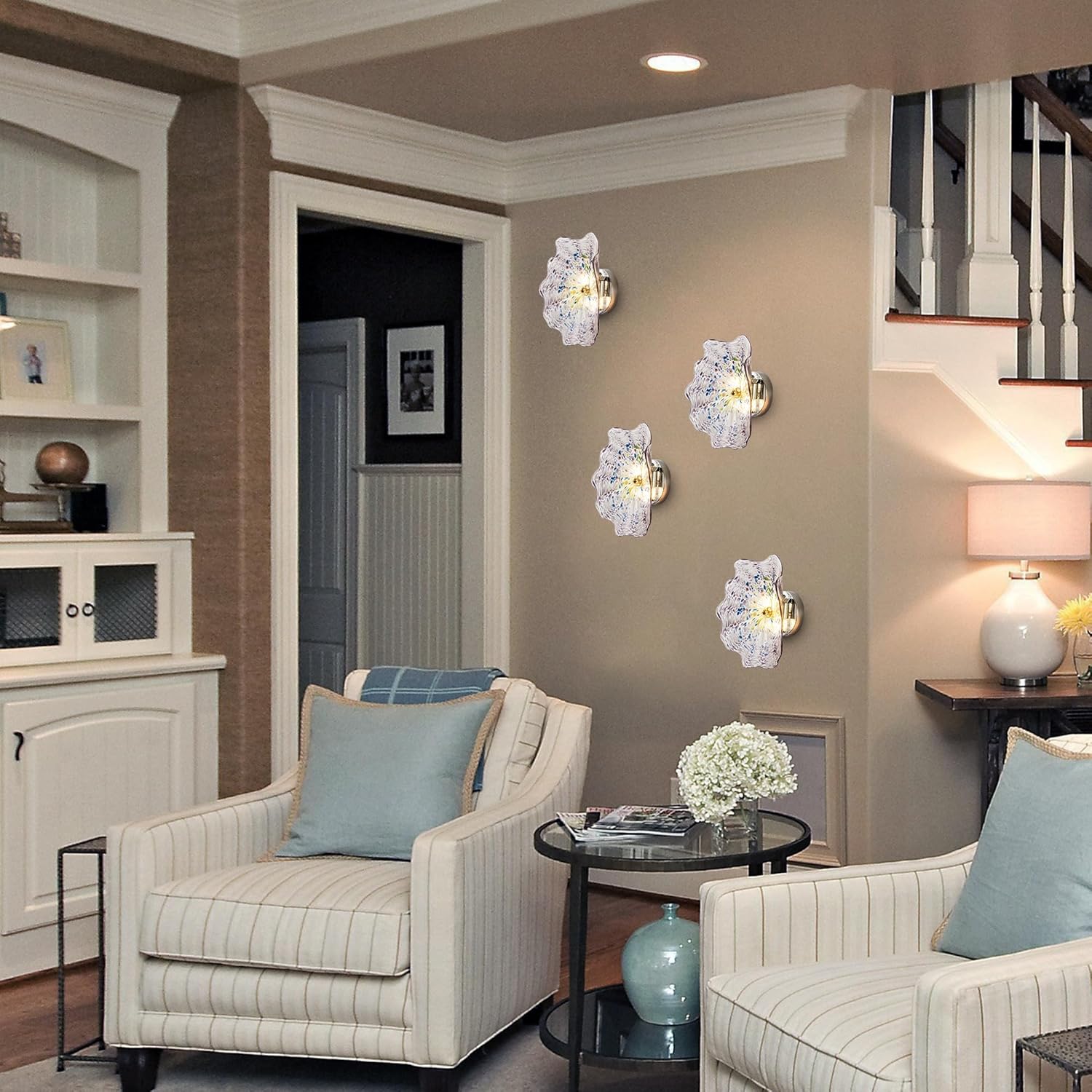 Stained Murano Sconces Glass Wall Plates Light Fixture Dia 12"