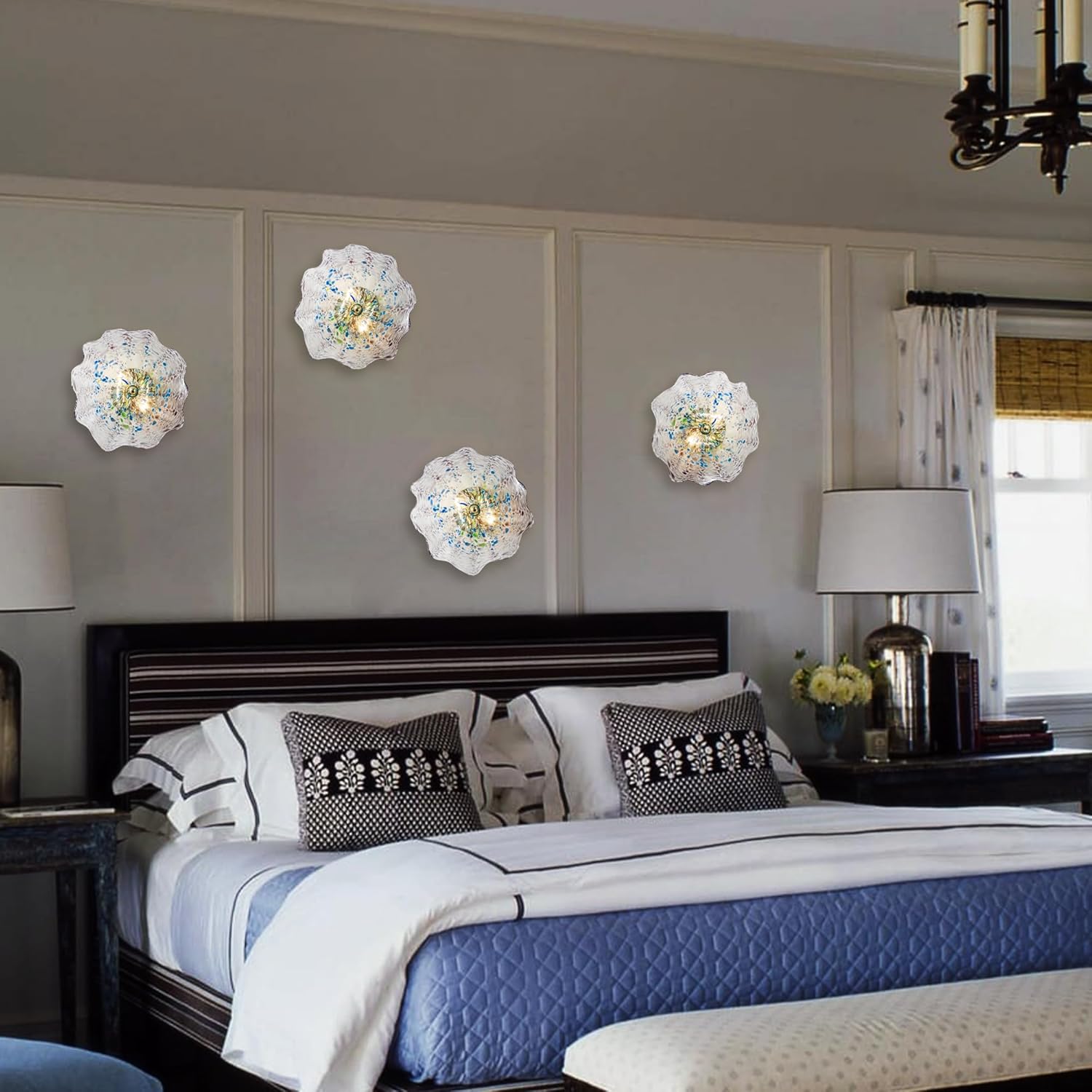 Stained Murano Sconces Glass Wall Plates Light Fixture Dia 12"