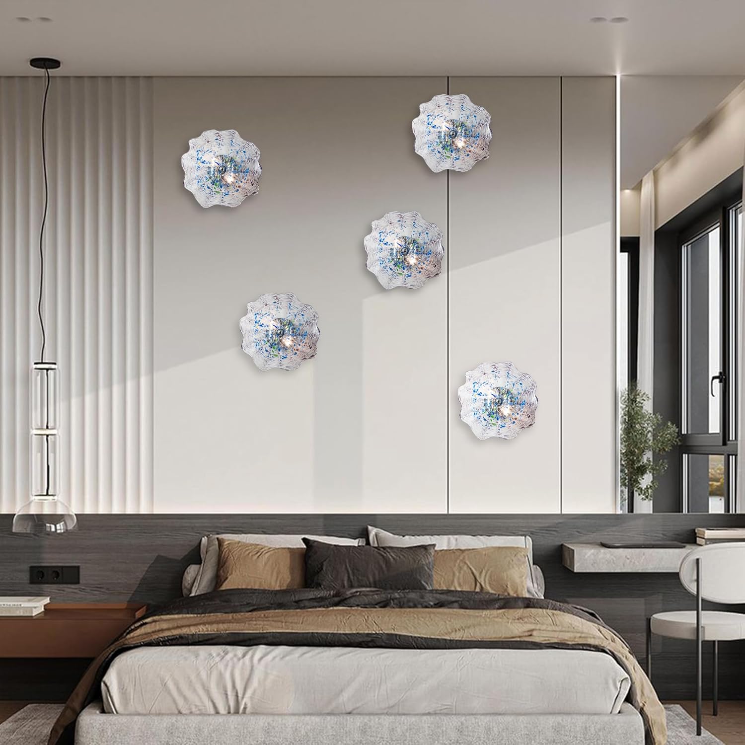 Stained Murano Sconces Glass Wall Plates Light Fixture Dia 12"