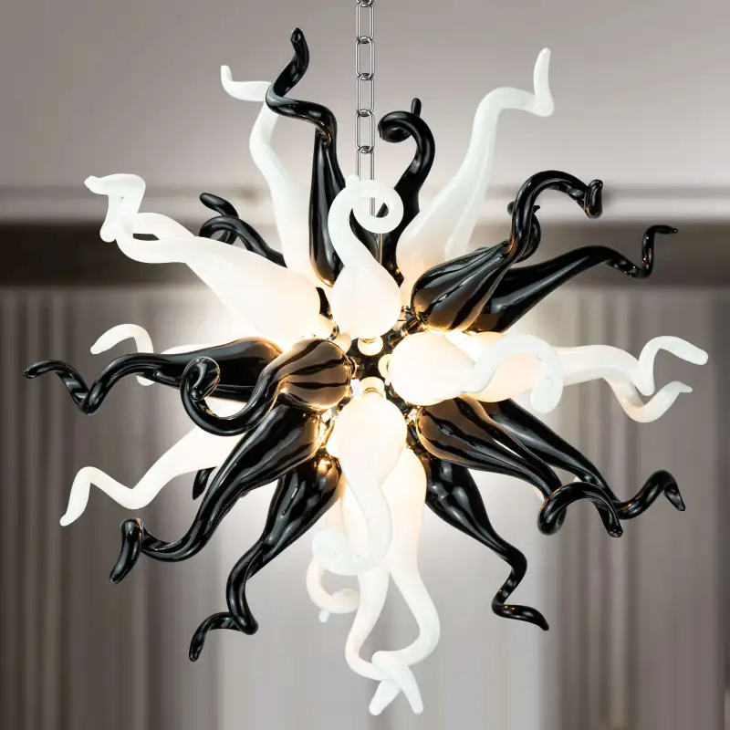 Sputnik Pendant Light Chihuly Style Chandeliers (Black And White Colors)