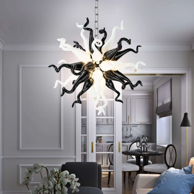 Sputnik Pendant Light Chihuly Style Chandeliers (Black And White Colors) 02