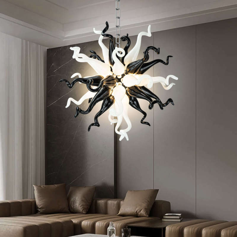 Sputnik Pendant Light Chihuly Style Chandeliers (Black And White Colors)